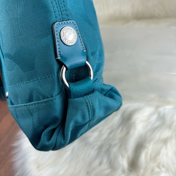 Coach Blue Teal Monogram Shoulder Tote Bag - Picture 11 of 16